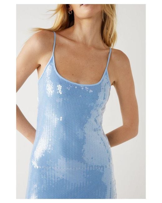 Warehouse Blue Sequin Cami Maxi Dress