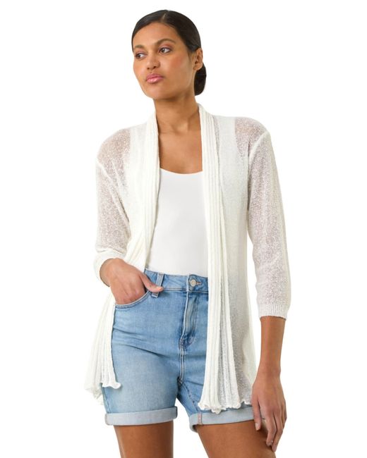 Roman White Longline Back Detail Cardigan