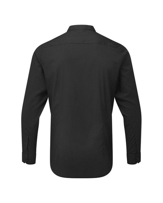 PREMIER Black Banded Collar Long-Sleeved Formal Shirt for men