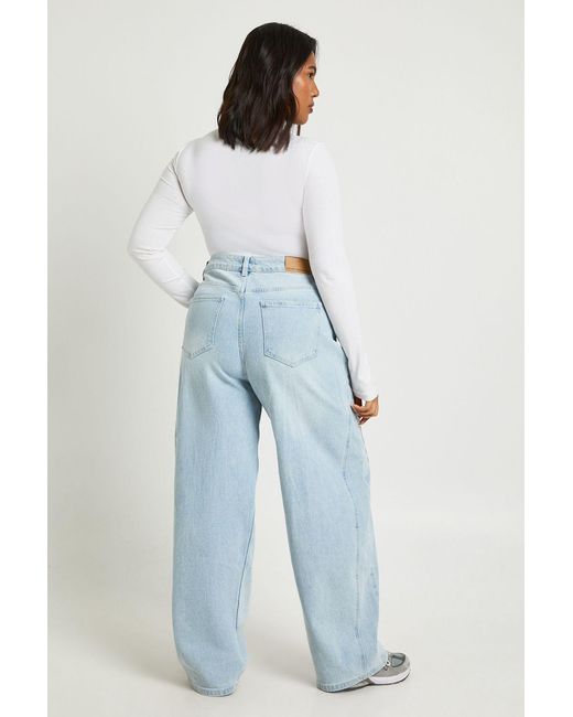 Boohoo Blue The Plus High Waist Barrel Jean