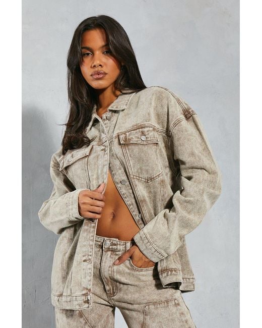 MissPap Gray Denim Acid Wash Oversized Jacket