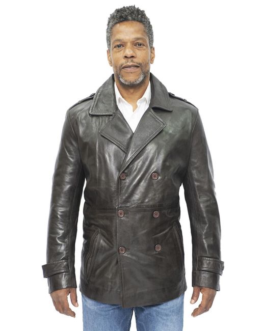 Infinity Leather Gray Peacoat-Amara for men