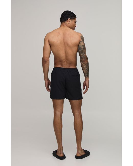 BoohooMAN Black Script Print Short Length Swim for men