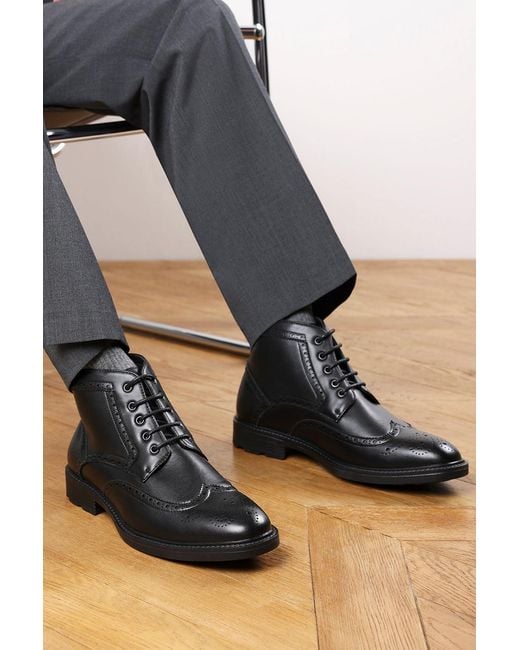 Where's That From Black Wheres 'Finley' Brogue Lace Up Ankle Boots for men