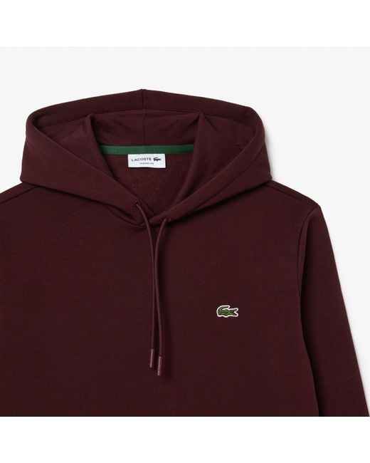 Lacoste Purple Fleece Hoodie Bordeaux for men