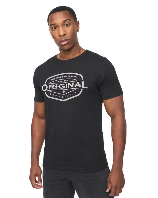 Crosshatch Black Adults T Shirt Ch Traptons Tee Soft Cotton Textile for men