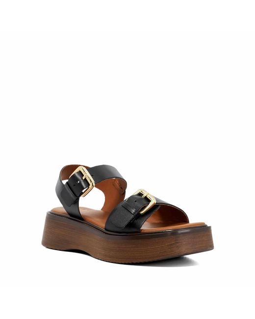 Dune Brown Luno Double Strap Flatform Sandals