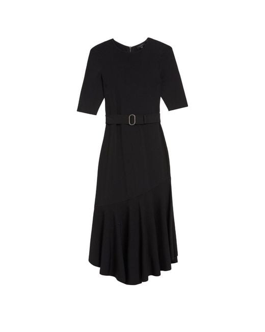 Ted Baker Black Samalee Knitted Flippy Skirt Midi Dress Viscose