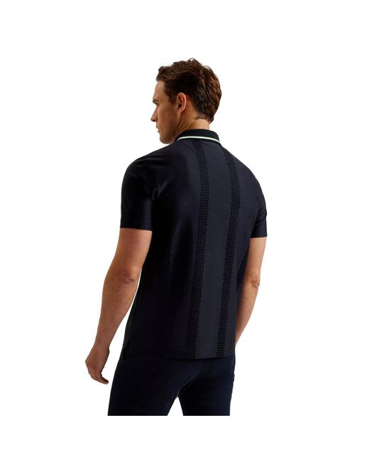 Ted Baker Blue Orbite Slim Fit Jacquard T Polo Shirt for men