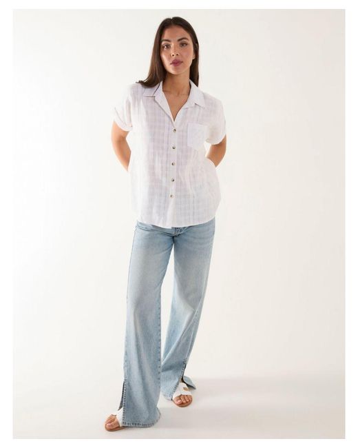 Blue Vanilla White Button Front Shirt