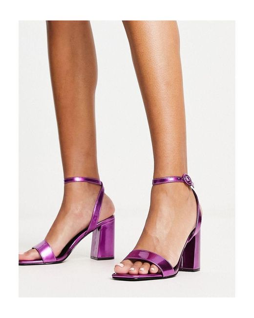 Raid Purple Wink Block Heel Sandals
