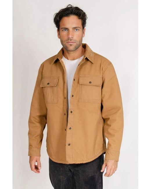 Marks & Spencer Multicolor Canvas Borg Lined Shacket for men