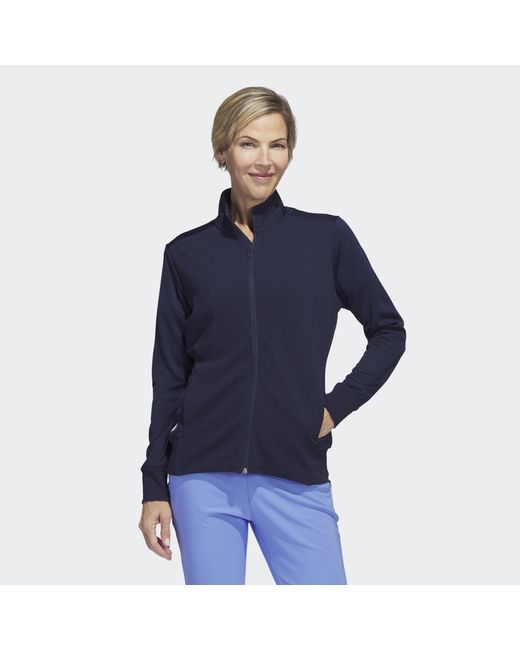 Adidas Originals Blue Textured Full-Zip Golf Jacket