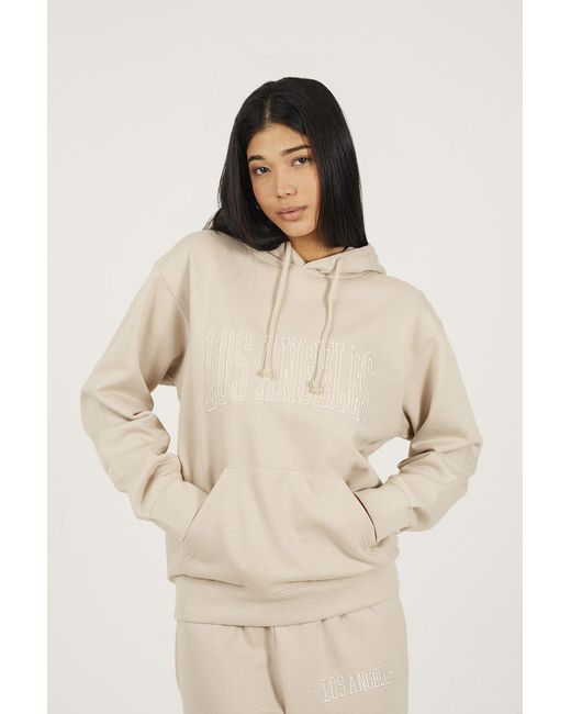 Brave Soul Natural Embroidered Hoodie Cotton