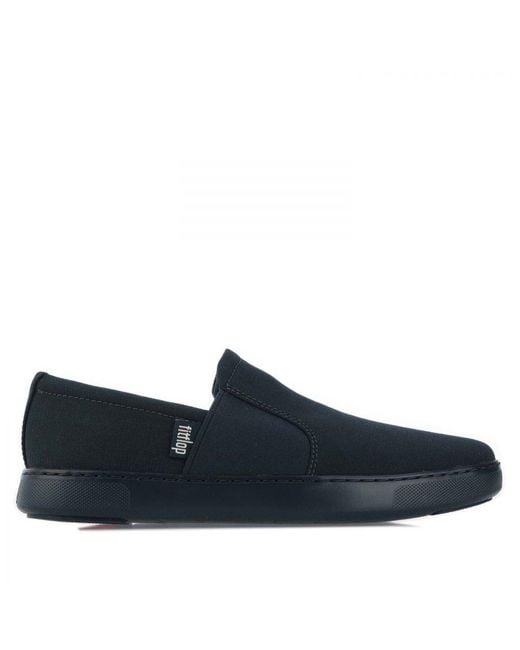 Fitflop Blue Fit Flop Collins Soft Canvas Slip On Loafers for men