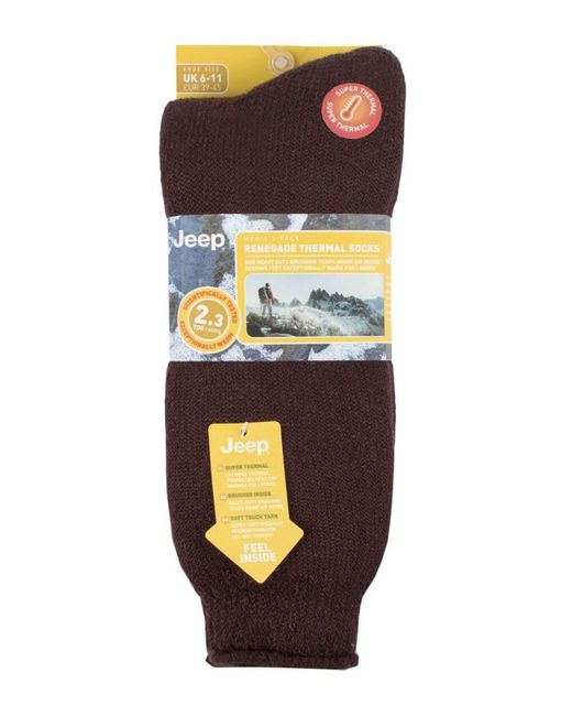 Jeep Brown Thermal Boot Socks For Winter for men