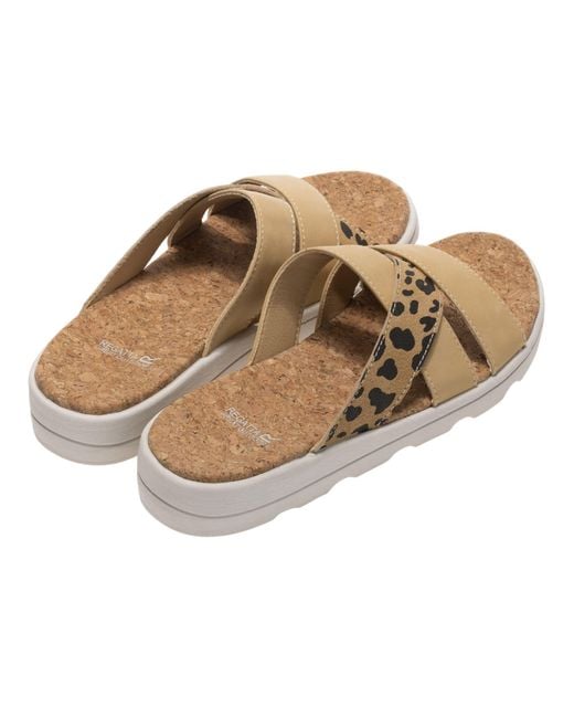 Regatta Brown Ladies Cassie Leopard Pattern Sandals