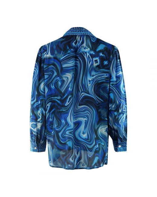 Inoa The Blue Nile 1202113 Blue Long Sleeve Blouse Silk Shirt