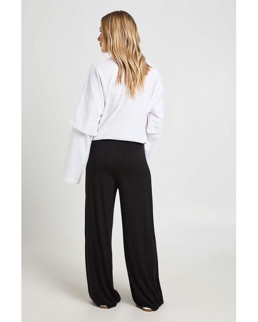 Boohoo White Petite Everyday Jersey Wide Leg Trouser