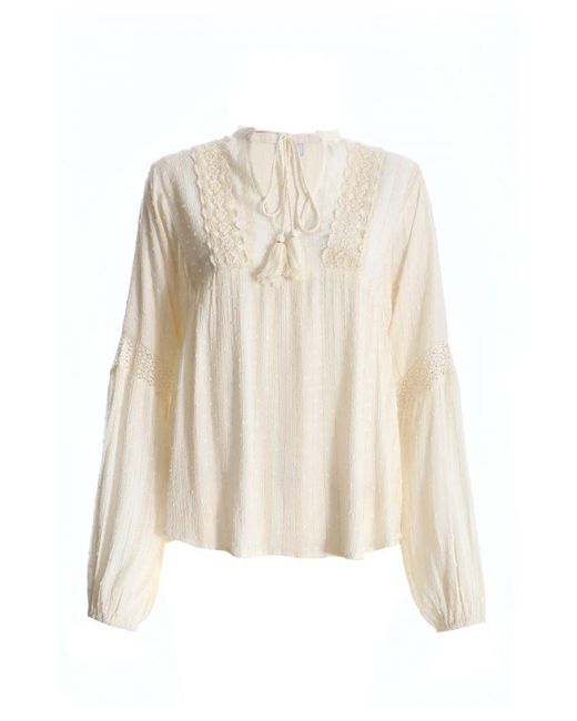 Quiz White Lace Tie Top Viscose