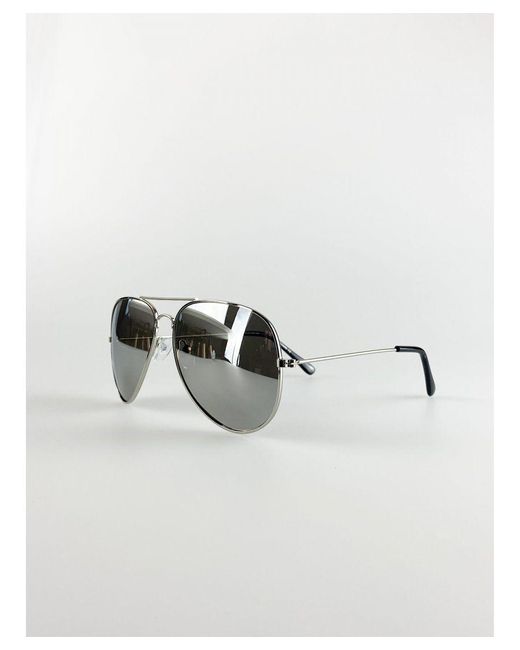 SVNX White Classic Pilot Aviator Sunglasses With Mirrored Lens Metal (Archived) for men