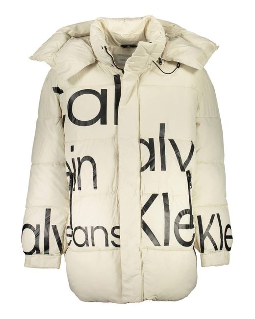Calvin Klein Jassen ,Polyester Bold Disrupted Logo Jacket in het Natural voor heren