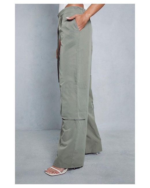 MissPap Gray Low Rise Draw String Waist Cargo Trouser