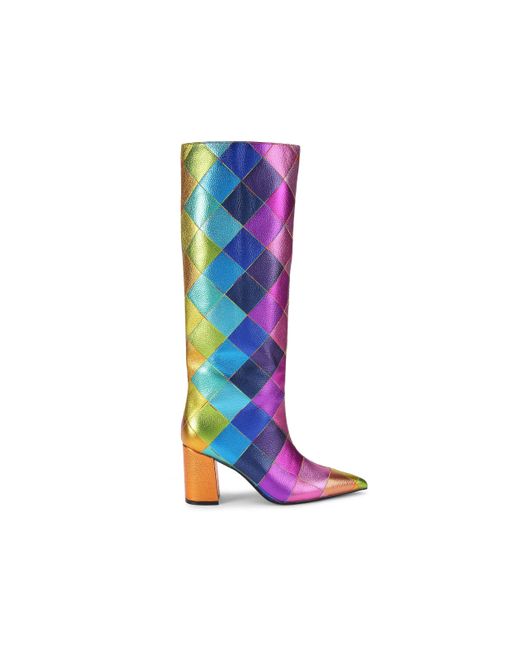 Kurt Geiger Blue Leather Regent Point Knee Boots
