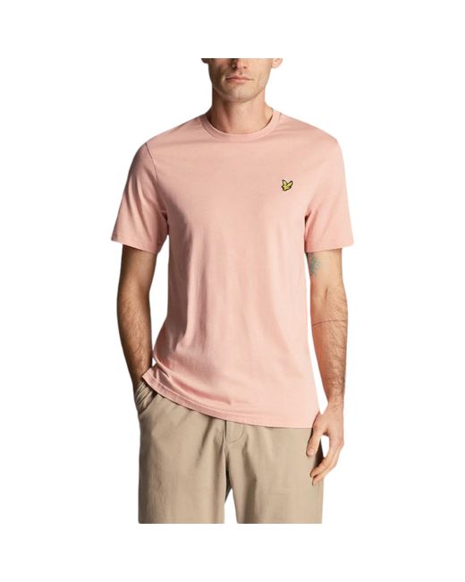 Lyle & Scott Pink Short Sleeve T Shirts Regular Fit Crew Neck Summer Cotton Tee for men
