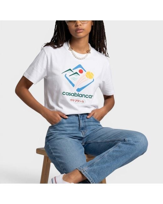Casablanca Blue Montagne Sportif Fitted T-Shirt Cotton