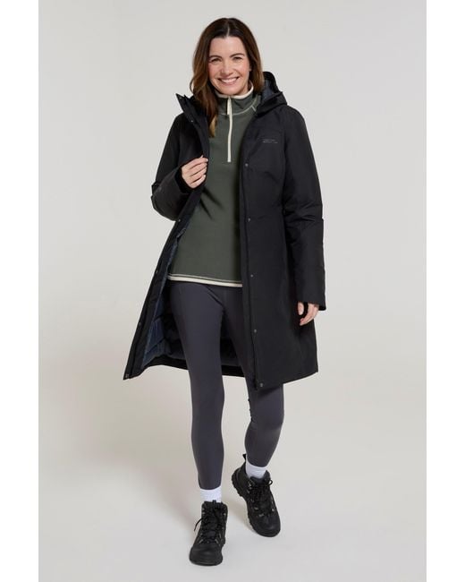 Mountain Warehouse Blue 'Polar' Hybrid Long Padded Jacket Waterproof Hooded Down Winter Coat