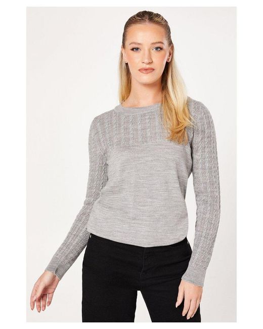 Dorothy Perkins Gray Stitch Detail Crew Neck Jumper