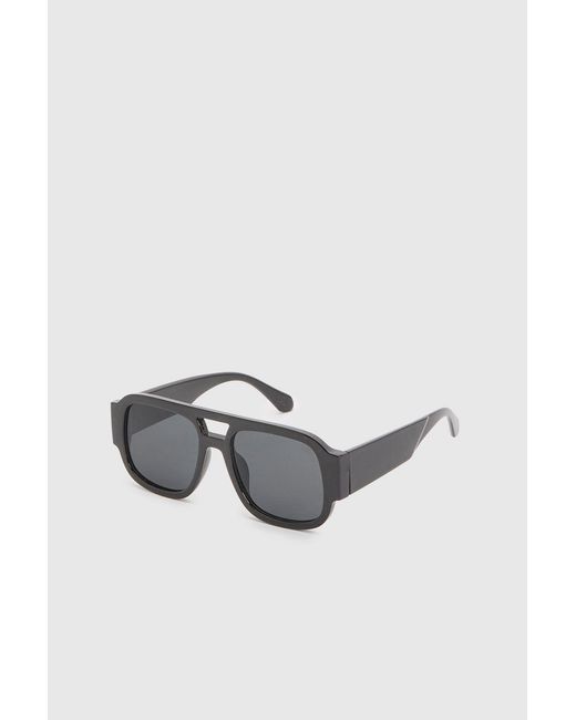 Boohoo Black Chunky Framed Aviator Sunglasses