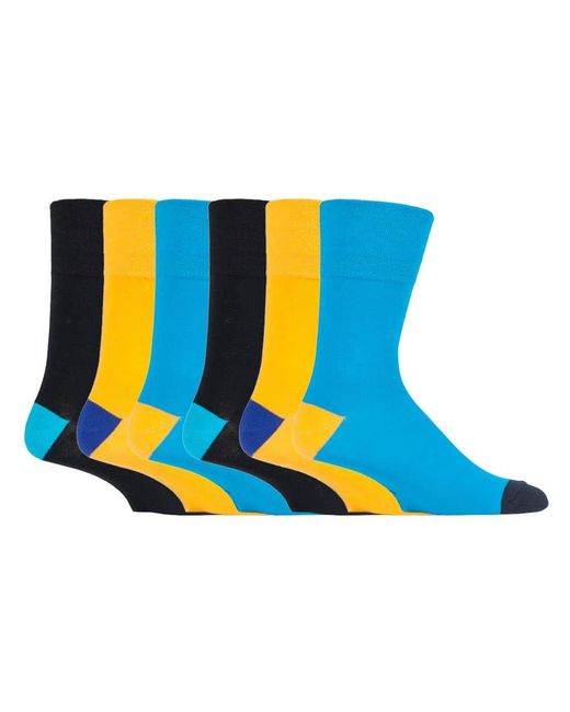 Gentle Grip Blue 6 Pairs Non Elastic Socks for men