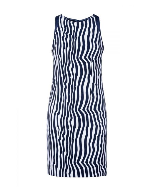 Conquista Blue Sleeveless Zebra Print Dress