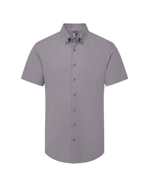PREMIER Gray Supreme Oxford Short-Sleeved Formal Shirt (Steel) for men