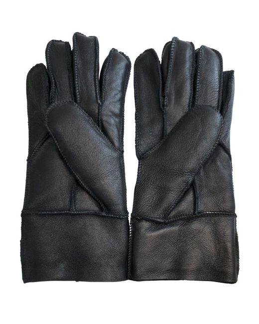 Infinity Leather Black Sheepskin Gloves With Roll Up/Down Cuff