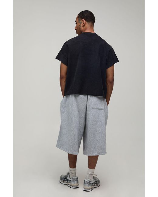 BoohooMAN Black Oversized Boxy Heavyweight Cap Sleeve Washed T-Shirt for men