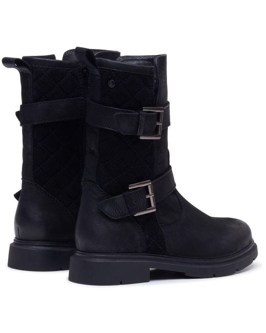 Hush Puppies Blue Celine Buckle Leather Boots