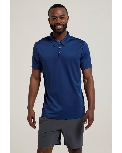Mountain Warehouse Blue 'Endurance' Polo Isocool Sun Protection Top Quick Dry Everyday Tee for men