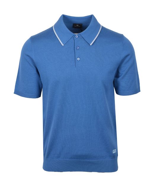 Paul Smith Blue Sweater Ss Polo Cotton for men