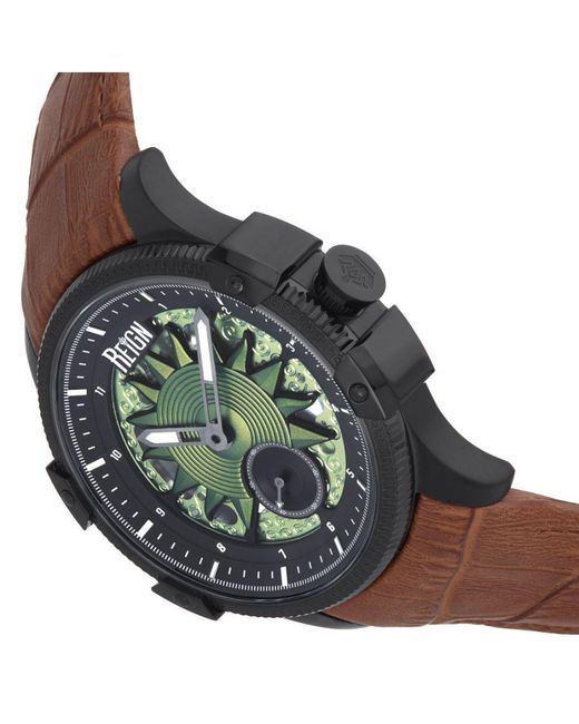 Reign Brown Solstice Automatic Semi-Skeleton Watch for men
