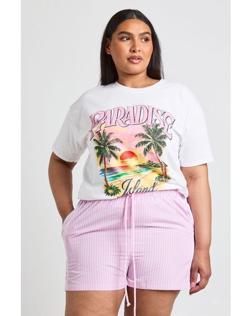 Boohoo Pink Plus Contrast Drawstring Waist Short