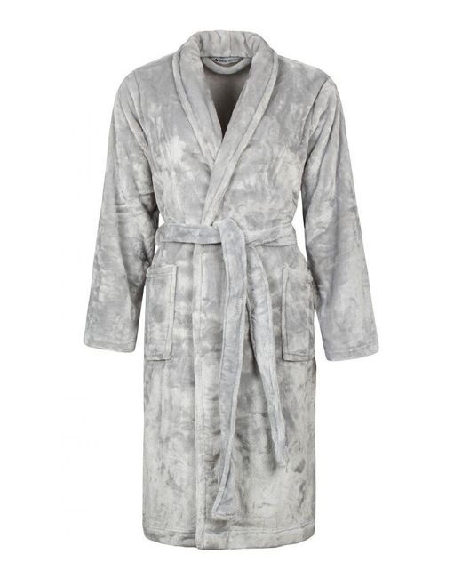 Ladies Personalised Soft Fleece Dressing Gown - Dark Grey - The Luxury Gown  Company