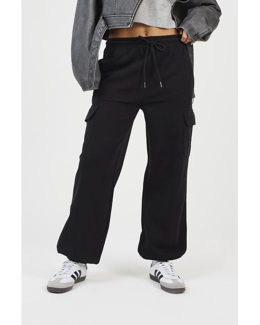 Brave Soul Black Soft Jersey Cargo Trousers