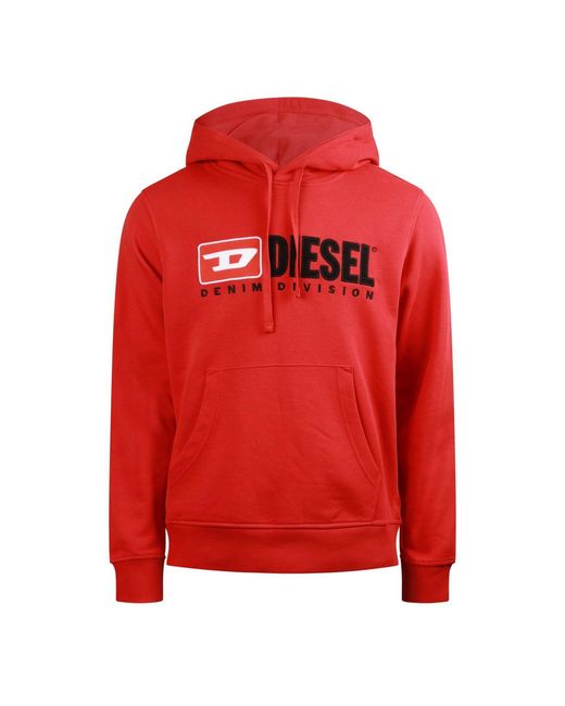 DIESEL Red Over The Head Hoodie for men