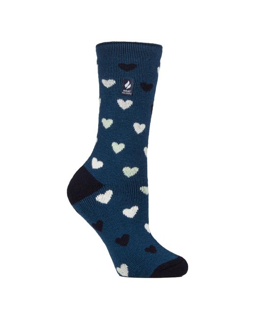 Heat Holders Blue Ladies Thermal Lite Patterned Socks For Winter