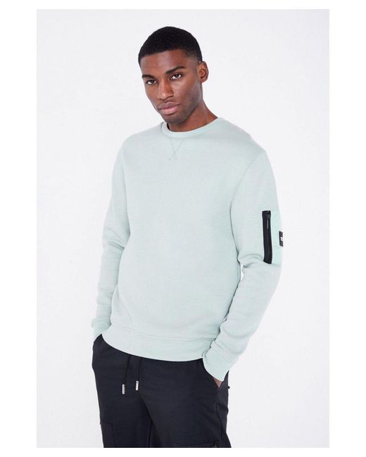 Jameson Carter White ‘Stealth’ Cotton Blend Relaxed Fit Cargo Style Crew Neck Jumper for men