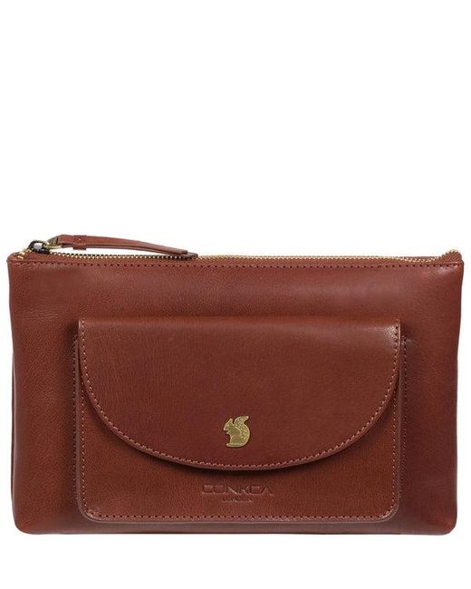 Conkca Red 'Treasure' Conker Leather Clutch Bag