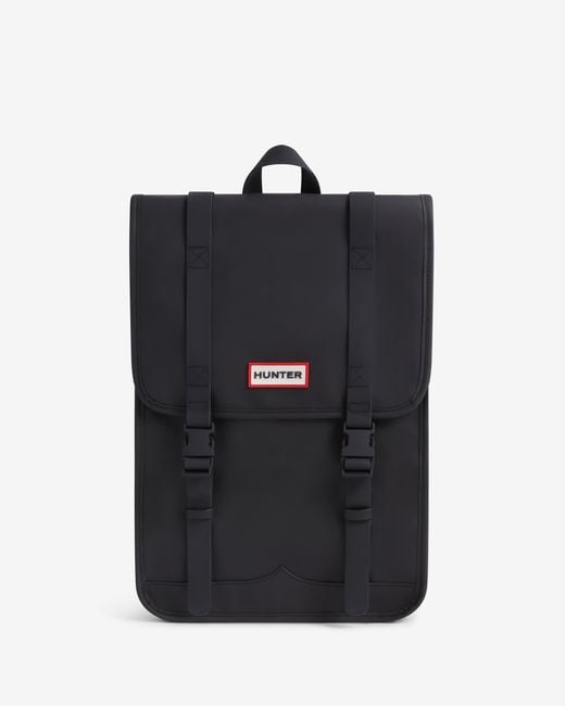Hunter Black Backpack Logo Detail